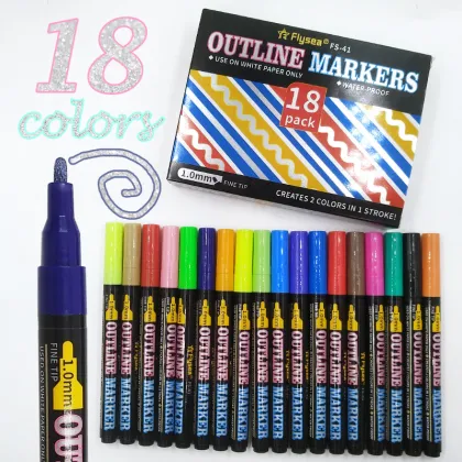 Glitter Two-Line Outline Marker Pen Set - New Arrival Double Line Pens