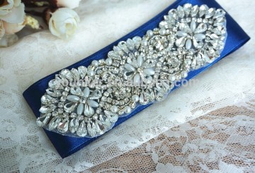 Rhinestone trim bridal beaded trim crystal sash appliques crystal for fabric establishment iron on trimming