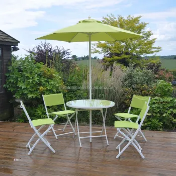 Garden 4 Seater Table and Chair Set with Parasol for Patio
