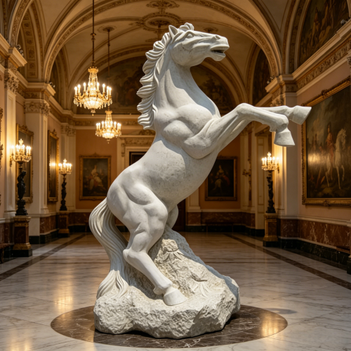 Classic White Marble Animal Sculpture for Courtyard