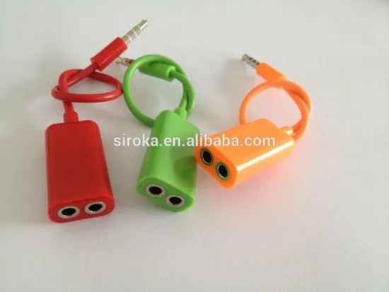 2014 best selling headphone splitter 3.5mm headphone splitter with mic for mobile phones MP3 MP4 MP5
