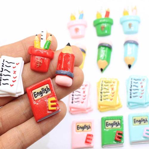 Various Stationery Pencil Exercise Book Shaped Resin Cabochon For DIY Craft Decor Beads Or Kids Toy Handmade Ornaments Charms