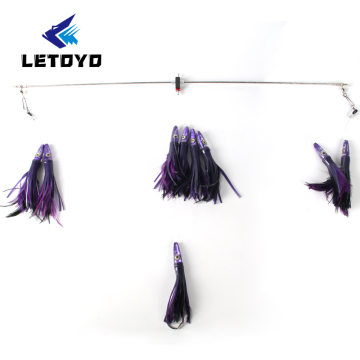 LETOYO 30" Fishing Spreader Bar with 6in Bulb Squids - 316 Stainless Steel Offshore Gear
