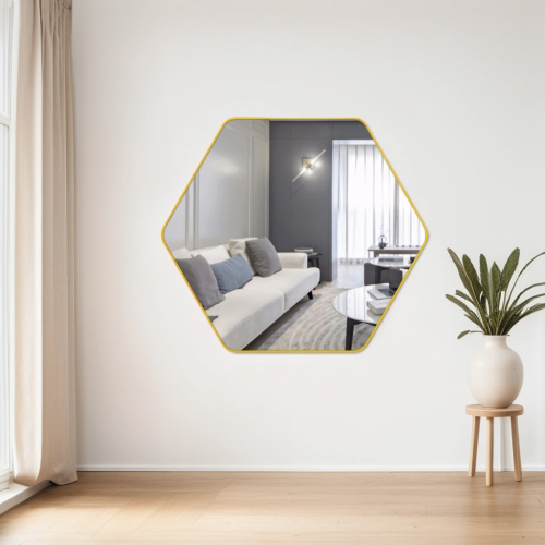 Gold Hexagon Wall Decor Hanging Mirrors