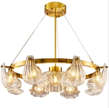 American Luxury Glass Chandelier: Creative Shell Lamp for Living and Dining Rooms