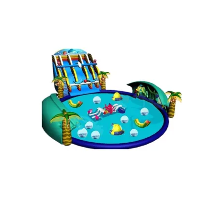 Shark Theme Inflatable Commercial Water Park: Outdoor Aquatic Games and Play Equipment for Kids