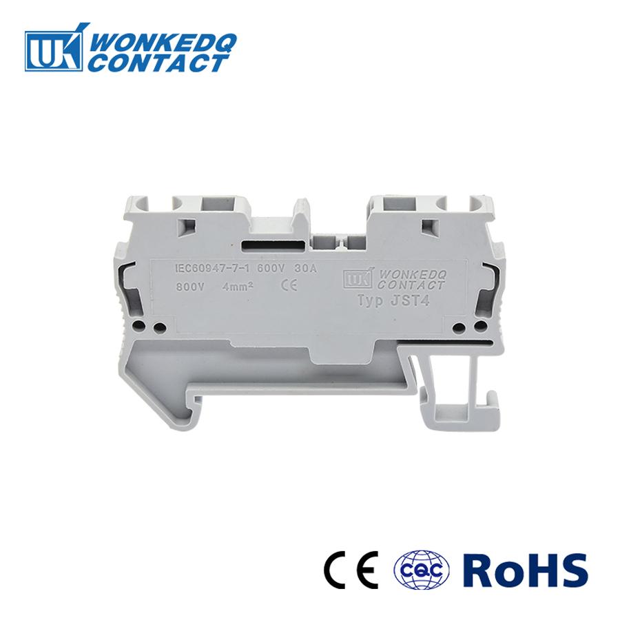 10Pcs ST-4 Din Rail Connectors Return Pull Type Spring Electrical Wiring Connection Terminal Blocks Screwless ST4