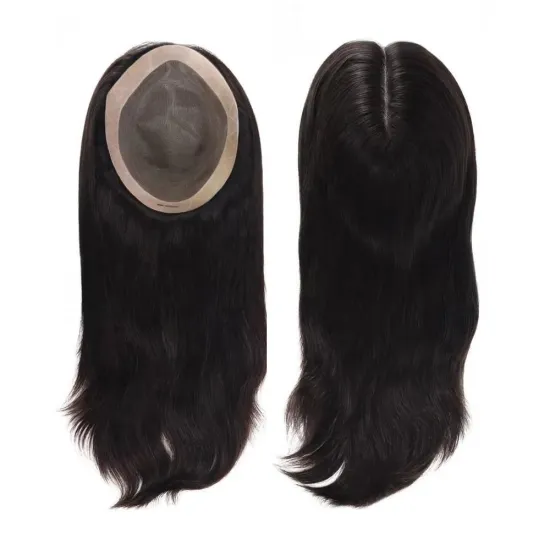 Handmade Brazilian Human Hair 6x8, 7x9, and 8x10 Inch Monofilament Toupees for Women: 16-Inch Replacement Hair Toppers