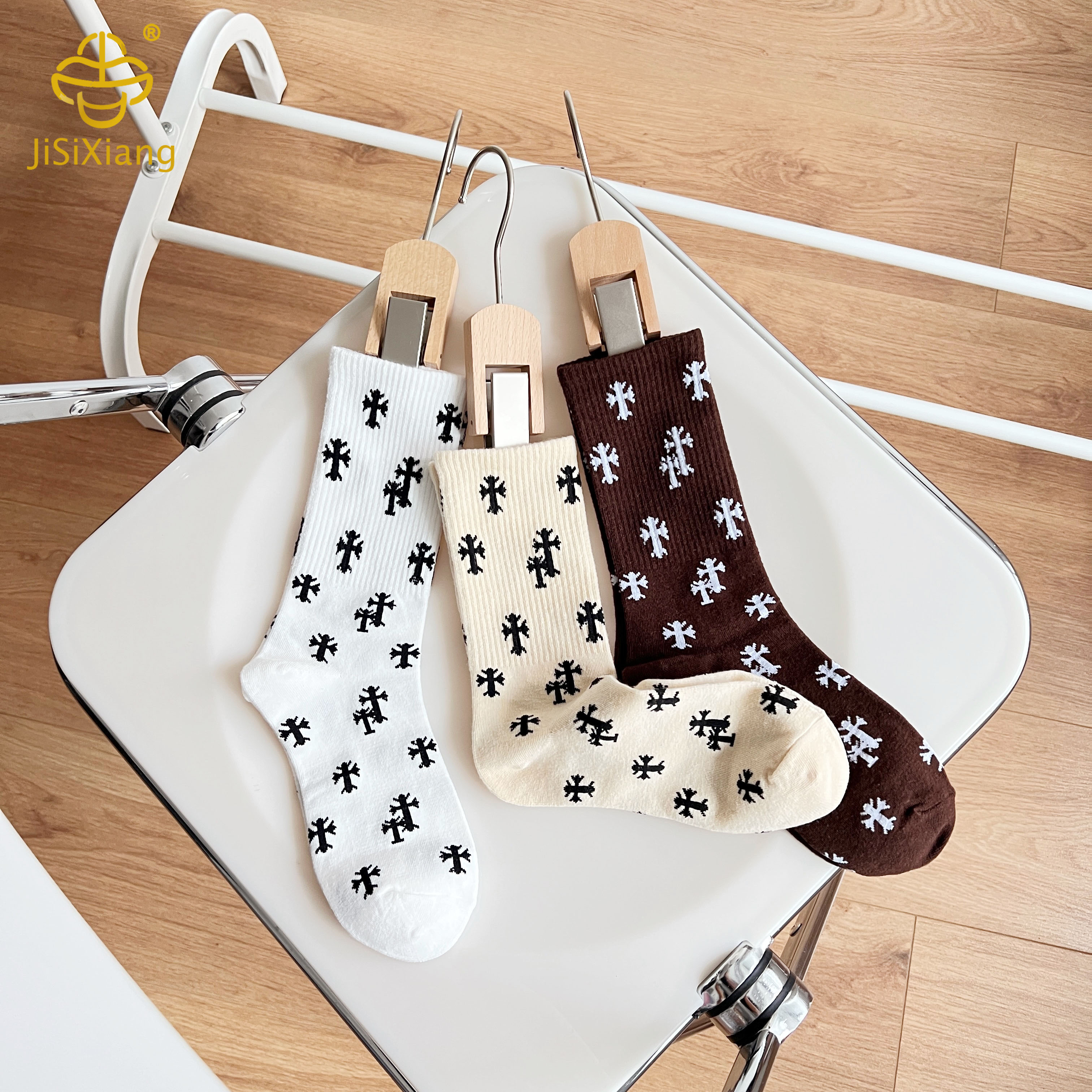 Korean Cross Flower High Socks AutumnWinter Sports Sock
