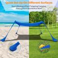 Portable Beach Sun Shelter with 4 Aluminum Poles