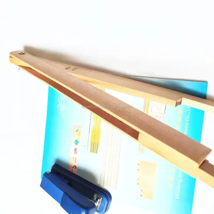 Wooden School Ruler and Geometric Protractor Set for Teaching and Woodworking