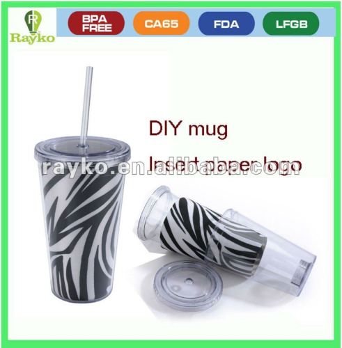 free change insert paper mug ,Plastic photo mug, photo mug. insert paper mug