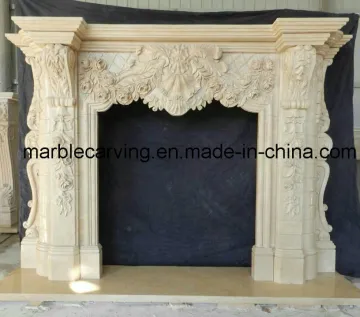 White Marble Carving Fireplace for Indoor Decoration