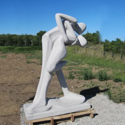 New design abstract stone life size figure huging sculpture