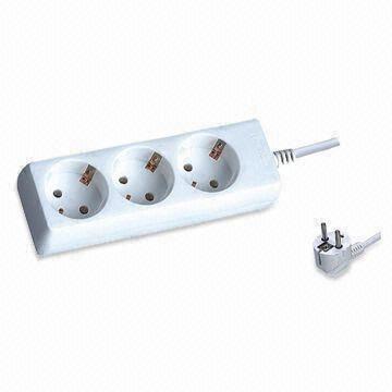 3-way Power Socket without Children Protection and On/Off Switch Light, Europe/Germany Type