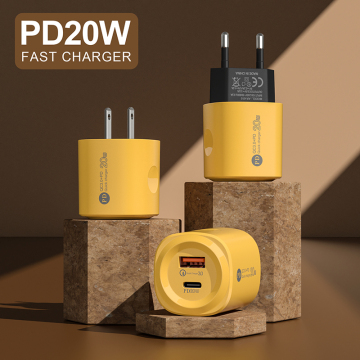 20W USB-C+A Charger for iPhone Type-C QC3.0 Fast Charging Adapter for iPhone 15 iPad