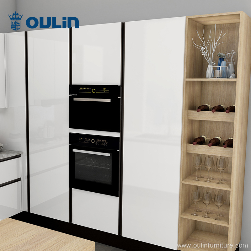 White simple acrylic high gloss kitchen cabinet