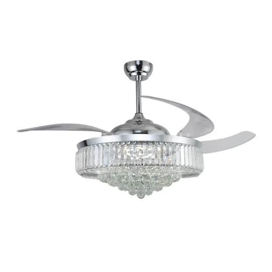 Modern Simple Crystal Ceiling Fan Light - Intelligent LED Light for Living Room and Bedroom