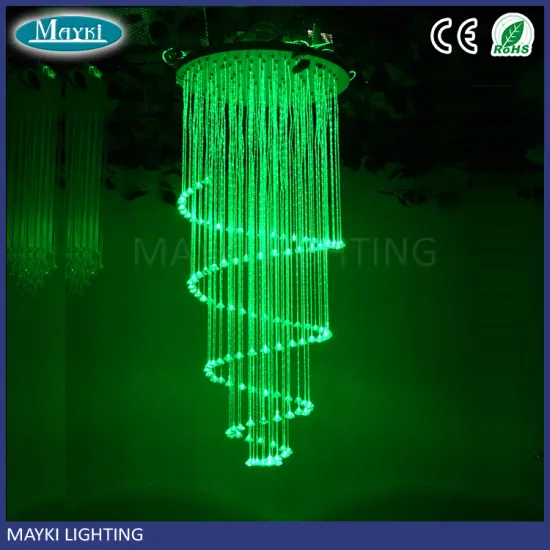 Special design hotel ceiling light crystal spiral fiber optic lighting pendant