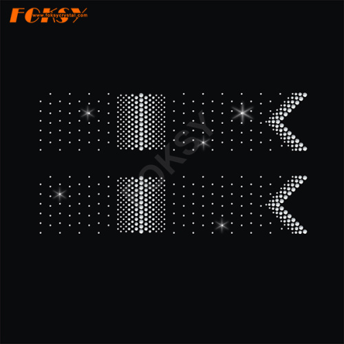 Parallelogram Cheer Bow Iron on Rhinestone Motif