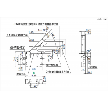 Thin-action Positioning Pin สวิตช์แบบสองทิศทาง