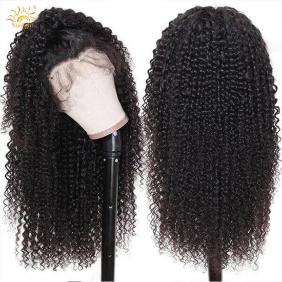 Sunlight deep curly part brazilian pre pluck lace wig raw curly hair 360 lace frontal wig with baby hair