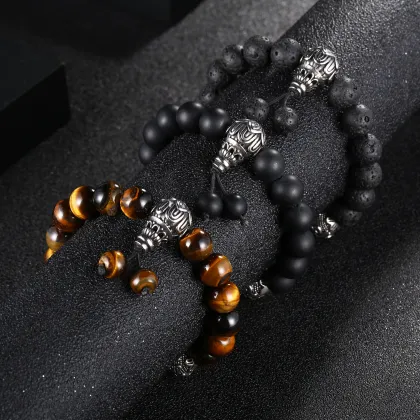 KALEN Fashion Obsidian Stone Beaded Bracelet for Men