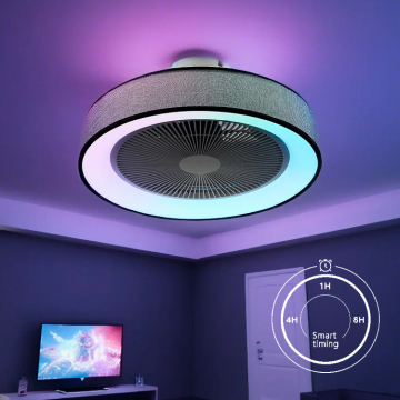 Modern RGB Smart LED Ceiling Fan Light with Leaf Design