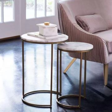 Wholesale Luxury Round Shape Modern Living Room Furniture Marble Side Coffee Table with Legs