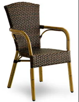 Aluminum Bamboo Look Rattan Wicker Outdoor Cafe Chair