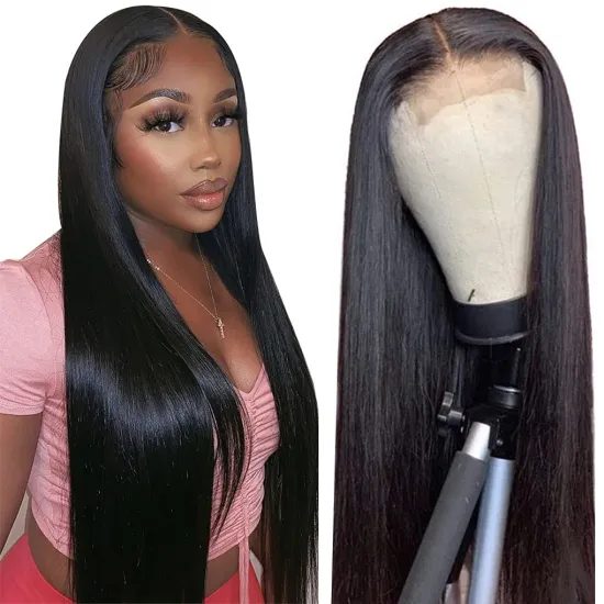 Uniky Hot Selling 13*4 4*4 frontal silky 12-30inch virgin hair wig wigs human hair lace front
