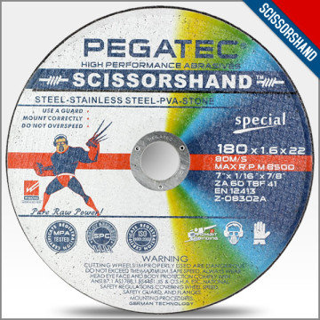 7" 180x1.6x22mm super thin ALL IN ONE Cutting Wheel, cast iron cutting disc, cutting wheel for glass with MPA EN 12413