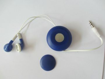Dark Bule Retractable Magnet 3.5mm Wired Earphones For Ipod Iphone