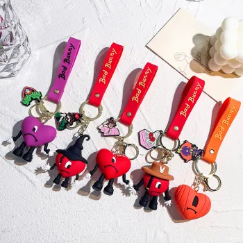 Cute Bad Bunny PVC Keychain Adhesive Pendant