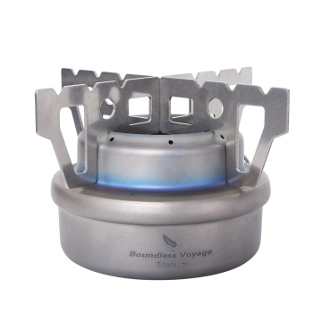 Boundless Voyage Mini Ultralight Titanium Backpacking Alcohol Stove for Picnic Travel with Stand