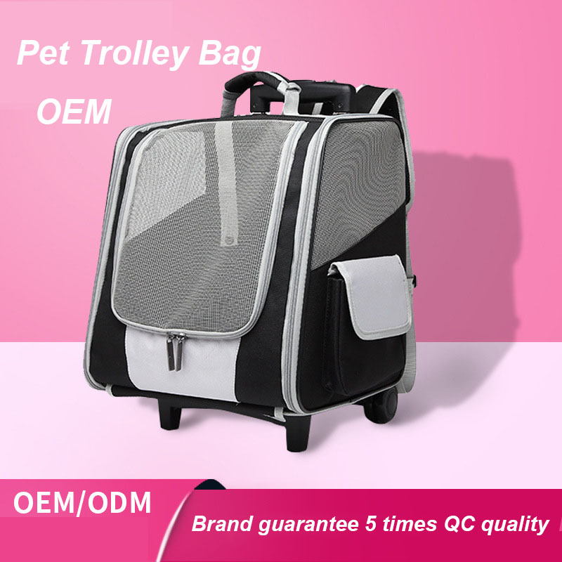 Breathable Mesh Pet Trolley Case Backpack On Wheels