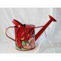 Red Metal Watering Can With 1 Gallon