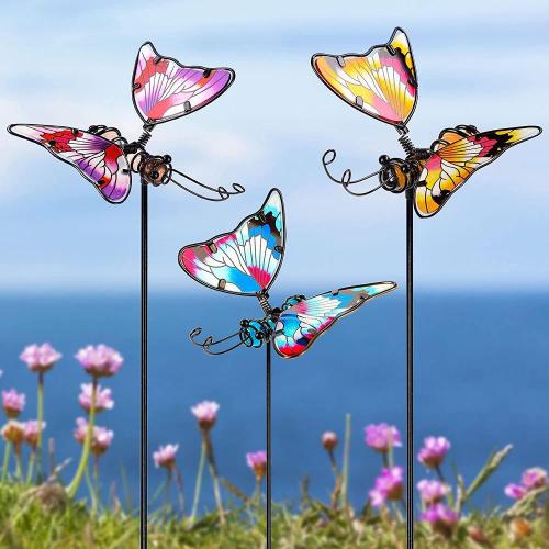 Set of 3 Butterfly Garden Stake Decor