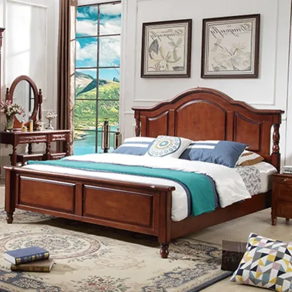 Delicate Modern Solid Wood Double Bed for Bedroom