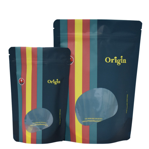 Med et klart vindu Lagerpose Doypack Pouch Kaffepakke