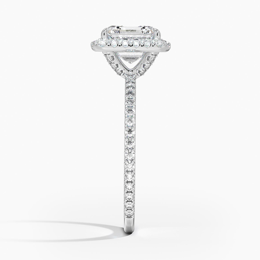 Direktang Side Profile ng Asscher Pave Diamond Ring