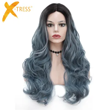 X-TRESS Wholesale Synthetic Hair Wigs For Women 24 Inch Long  Ombre High Temperature Wigs With Pre Plucked Hair Wavy Hair Wigs
