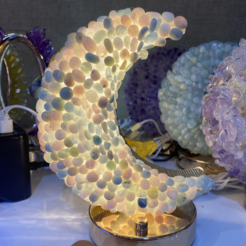 Wholesale Crystal Products Natural Chips Mixed Amethyst Clear Quartz Moon Lamp for Meditation