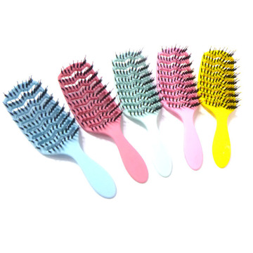 Professional Hair Extension Brush with Curved Vents and Paddle Design, Featuring Brand Logo