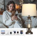 Industrial USB-C Outlet Bedside Lamps Set 2