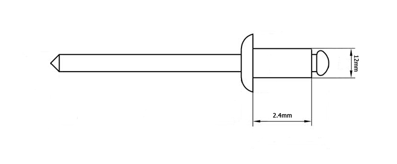 2,4x12.0mm de alumínio/cúpula de aço rebites cegos da cabeça