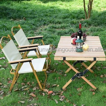 Foldable Wooden Garden Table and Chair Set for Outdoor Activities