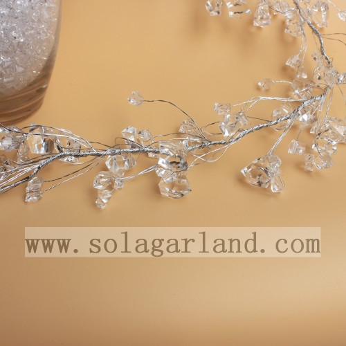 Branches d&#39;arbres de guirlande de perles en forme de pierre transparente acrylique