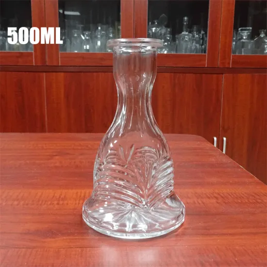 500ml beautiful engraved glass liquor bottle hookah for sale