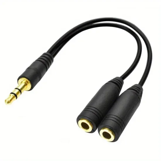 Audio Aux Cable: 3.5mm 1 Male to 2 Female Headphone Splitter - 2 in 1 Audio Cable Adapter